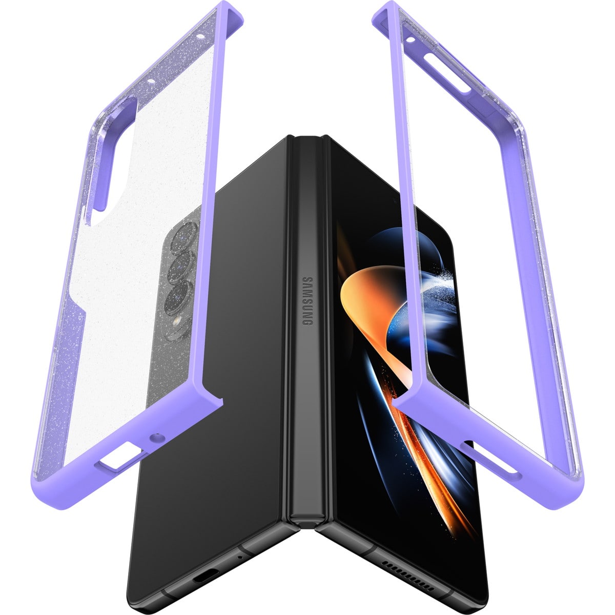 [OUTLET] Galaxy Z Fold4 ケース Thin Flex 耐衝撃 スパークルパープルエクシング OtterBox オッターボックス (77-90907)