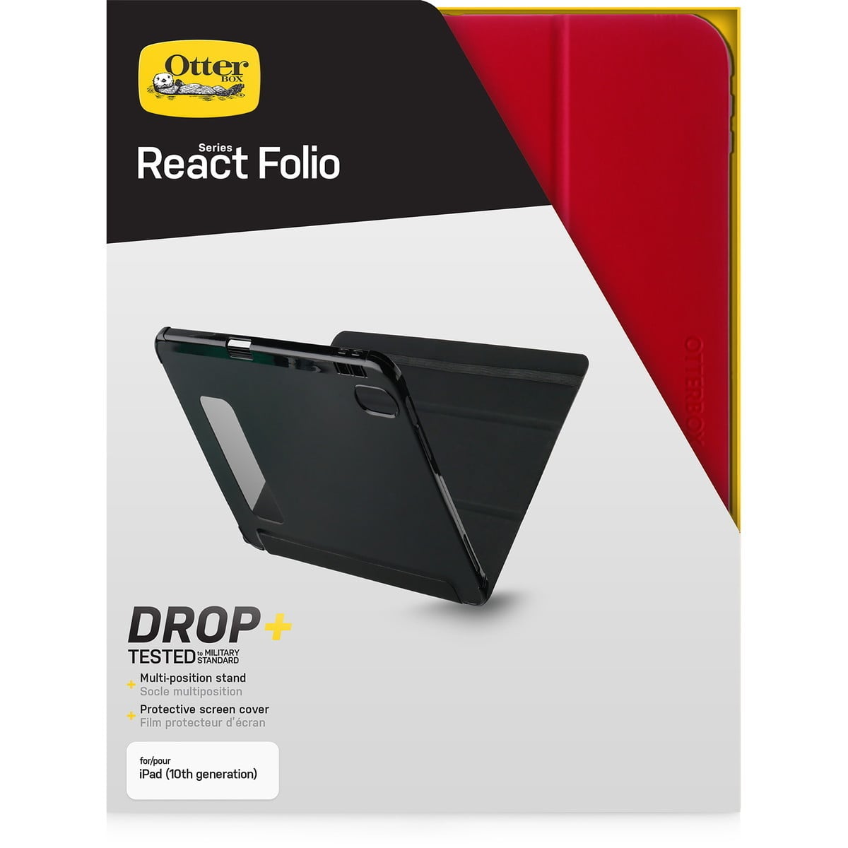 [OUTLET] iPad[A16/第10世代] ケース React Folio 耐衝撃 レッド/ブラック OtterBox オッターボックス (77-92190)