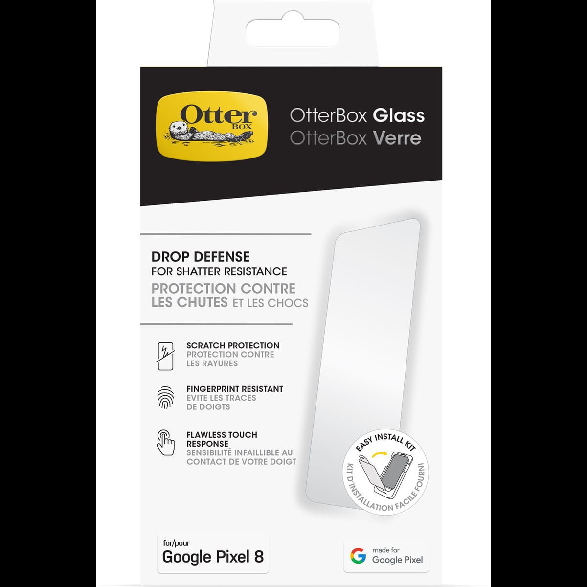 [OUTLET] Google Pixel 8 スマホフィルム スクリーンプロテクター インストールキット(貼り付けキット)付 耐衝撃 OtterBox Glass[オッターボックス グラス] (77-92478)