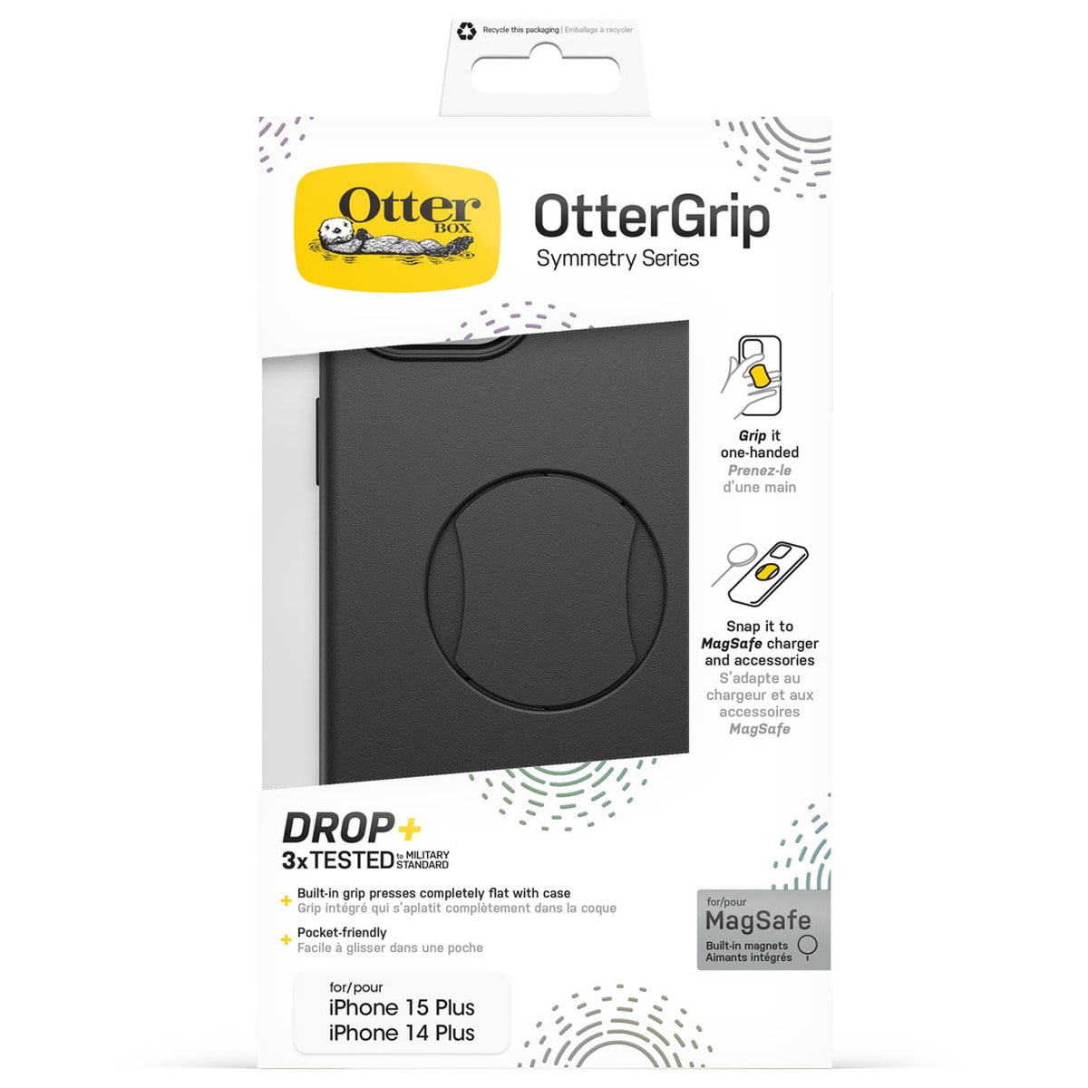 [OUTLET] iPhone 15 Plus スマホケース スマホカバー グリップ＆スタンド内蔵 MagSafe対応 耐衝撃 MILスペック Black(ブラック) OtterBox[オッターボックス] OtterGrip Symmetry[オッターグリップ シンメトリー] (77-93152)
