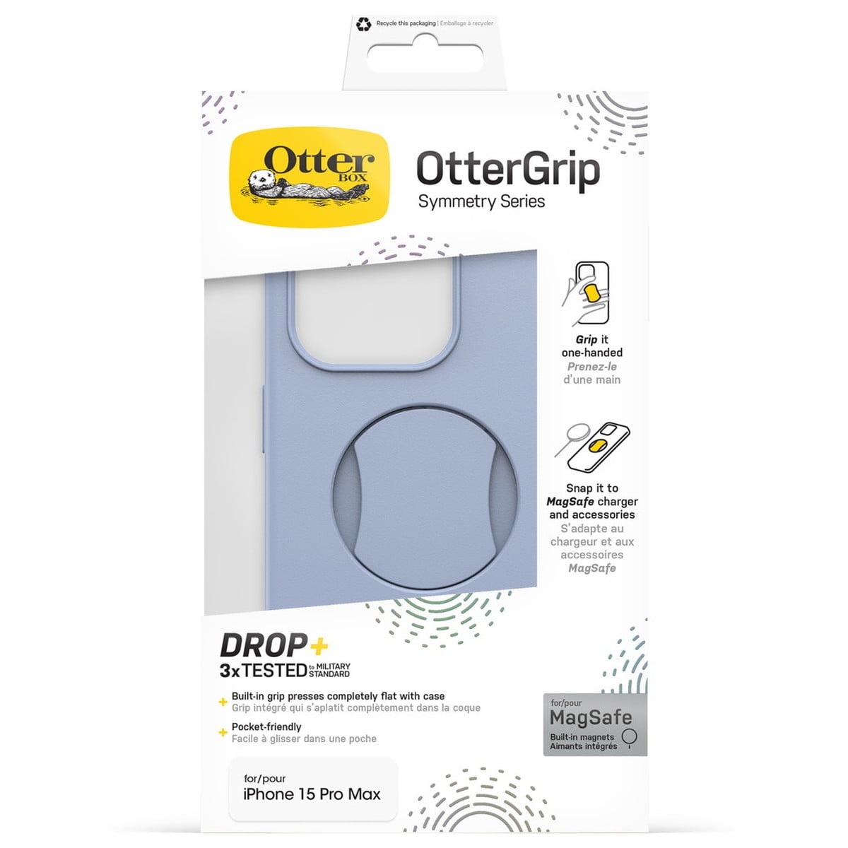 [OUTLET] iPhone 15 Pro Max スマホケース スマホカバー グリップ＆スタンド内蔵 MagSafe対応 耐衝撃 MILスペック Blue(ブルー) OtterBox[オッターボックス] OtterGrip Symmetry[オッターグリップ シンメトリー] (77-93178)