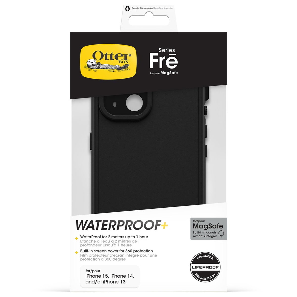 [OUTLET] iPhone 15  ケース Fre 耐衝撃 MILスペック 防水 MagSafe ブラック 77-93438 OtterBox オッターボックス (77-93438)