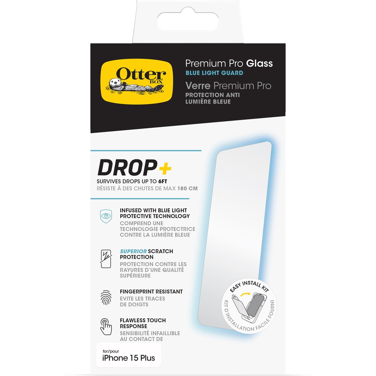 [OUTLET] iPhone 15 Plus フィルム Premium Pro Glass Antimicrobial BlueLight 抗菌性 ブルーライト軽減 OtterBox オッターボックス (77-93984)