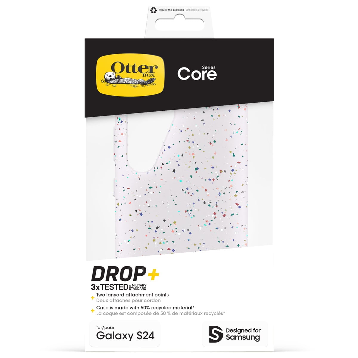 [OUTLET] Galaxy S24 ケース Core 耐衝撃 スプリンクス OtterBox オッターボックス (77-95339) ホワイト/ラメ