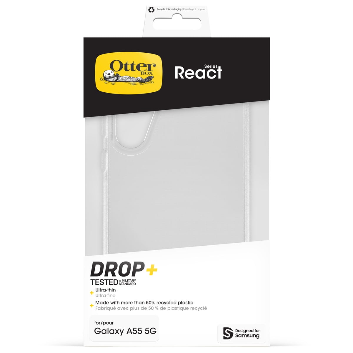 [OUTLET] Galaxy A55 5G スマホケース スマホカバー Clear(クリア) OtterBox[オッターボックス] React[リアクト] 超薄型 (77-95409)