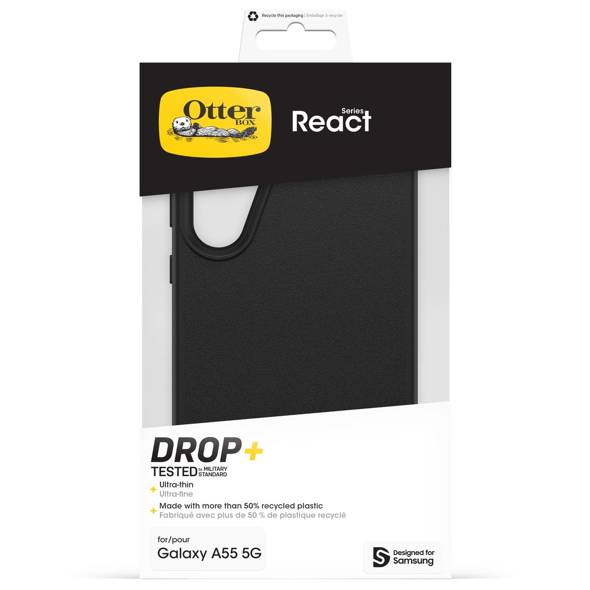 [OUTLET] Galaxy A55 5G スマホケース スマホカバー Black(ブラック) OtterBox[オッターボックス] React[リアクト] 超薄型 (77-95412)