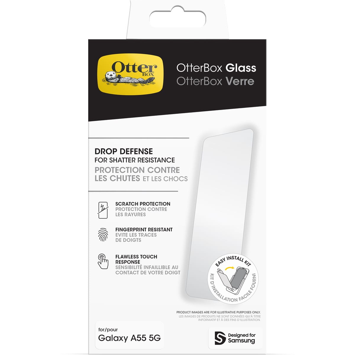 [OUTLET] Galaxy A55 5G スマホフィルム スクリーンプロテクター インストールキット(貼り付けキット)付 OtterBox Glass[オッターボックス グラス] (77-95481)