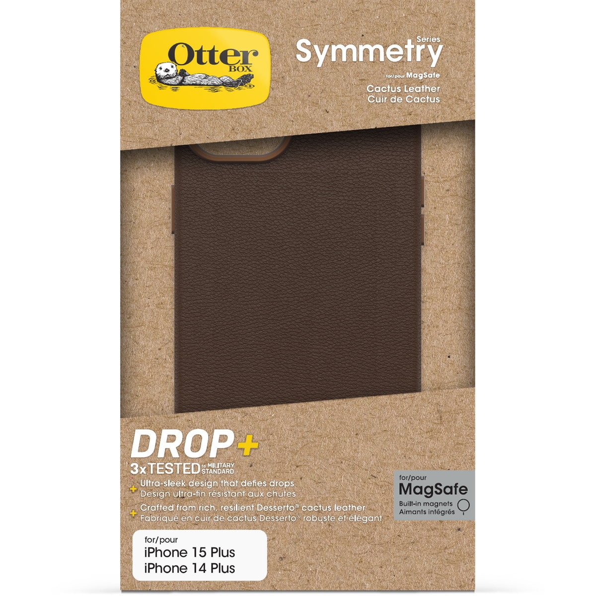 [OUTLET] iPhone 15 Plus スマホケース スマホカバー フェイクレザー Rich Adobe Brown(ブラウン) OtterBox[オッターボックス] Symmetry Cactus Leather[シンメトリー サボテレザー] (77-95739)
