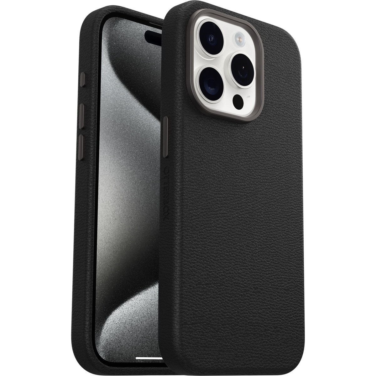 [OUTLET] iPhone 15 Pro スマホケース スマホカバー フェイクレザー Noir Ash Black(ブラック) OtterBox[オッターボックス] Symmetry Cactus Leather[シンメトリー サボテレザー] (77-95749)