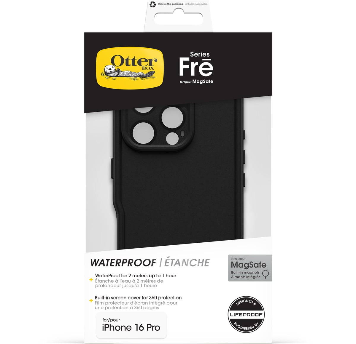 iPhone 16 Pro スマホケース スマホカバー Fre MagSafe対応 防水 耐衝撃 ブラック OtterBox[オッターボックス] (77-96151) ブラック