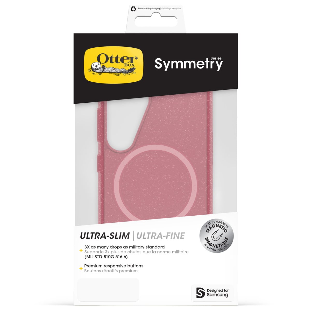 [OUTLET] Galaxy S25 スマホケース スマホカバー Symmetry Clear Magnets Qi2対応 耐衝撃 ラメ グリッター ピンク フォックスベリー (77-97598) ピンク
