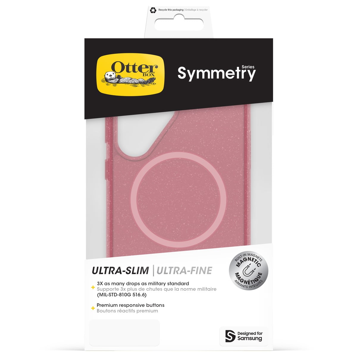 [OUTLET] Galaxy S25 Ultraスマホケース スマホカバー Symmetry Clear Magnets Qi2対応 耐衝撃 ラメ グリッター ピンク フォックスベリー (77-97600) ピンク