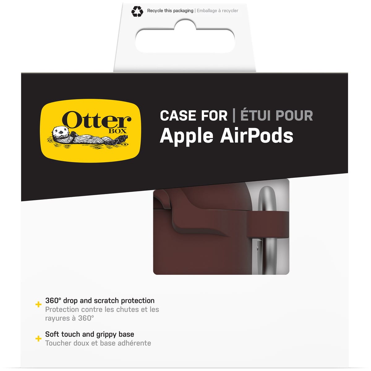 [OUTLET] AirPods（第4世代）ケース ワイヤレス充電対応 耐衝撃 カラビナ付き ブラウン 茶色 ウェルレッド (77-97892) ブラウン