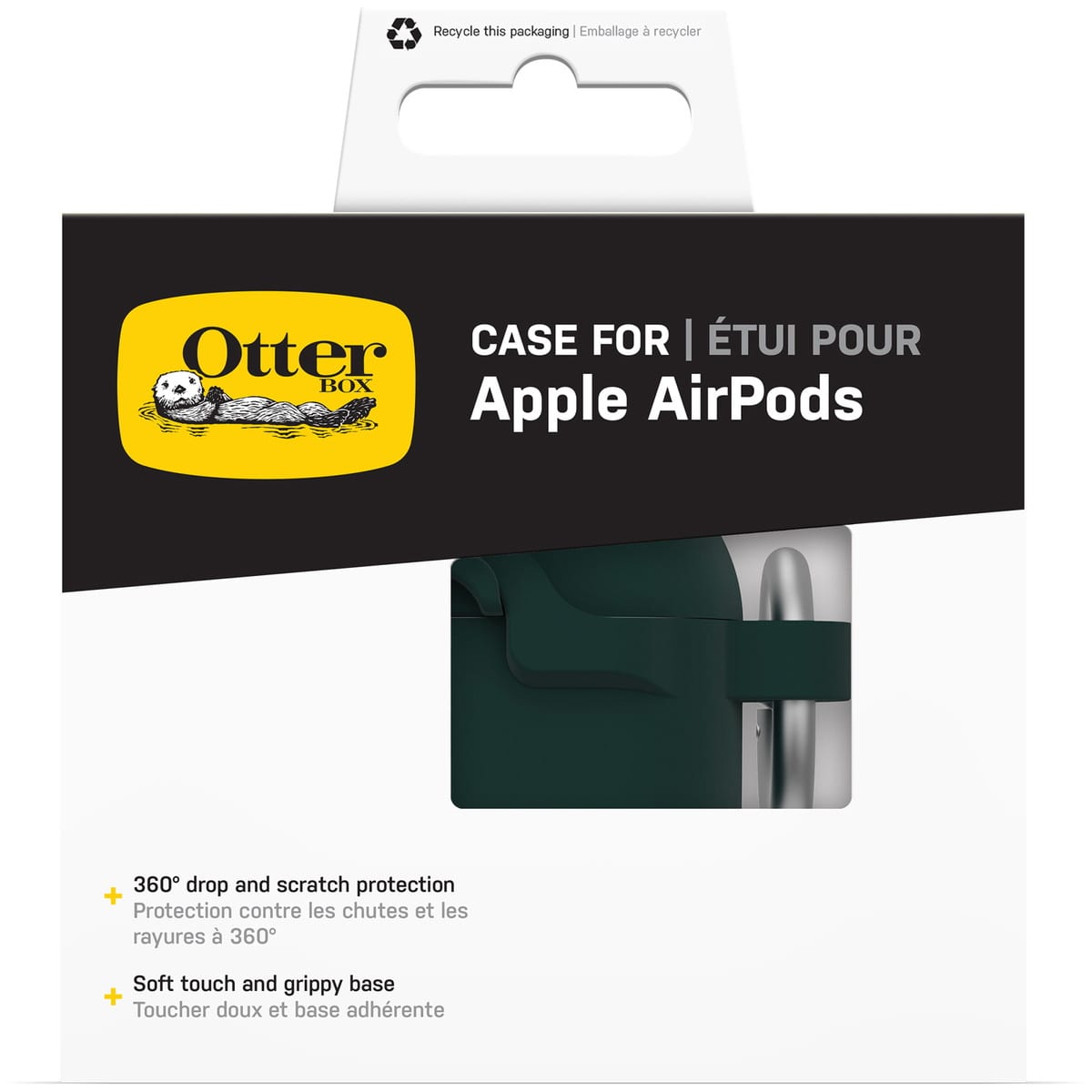 [OUTLET] AirPods（第4世代）ケース ワイヤレス充電対応 耐衝撃 カラビナ付き グリーン 深緑 ジュビリー (77-97893) グリーン