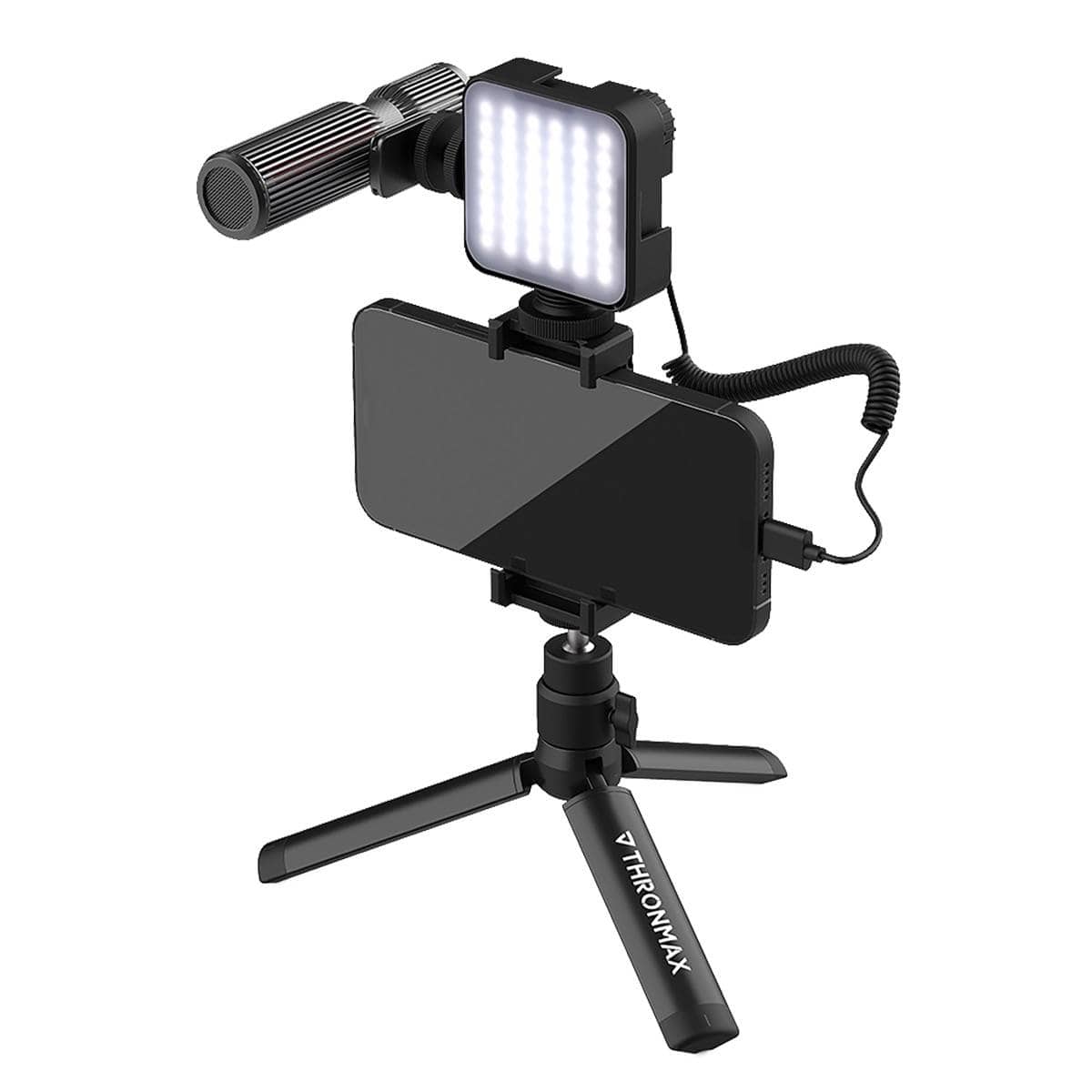 マイクロフォン ストリームマイク STREAMMIC Pro Vlogger Kit Thronmax[スロンマックス] スマホ&カメラ対応 スタンド/LEDライト付き 3脚スタンド (MG-C1P) ブラック
