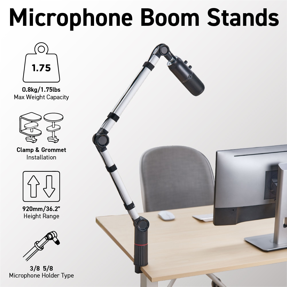 マイクアームスタンド FLEX Stand S5 Thronmax[スロンマックス] ゲームストリーミングに最適 ショックマウント対応 デスクアーム式 (MG-S5) シルバー