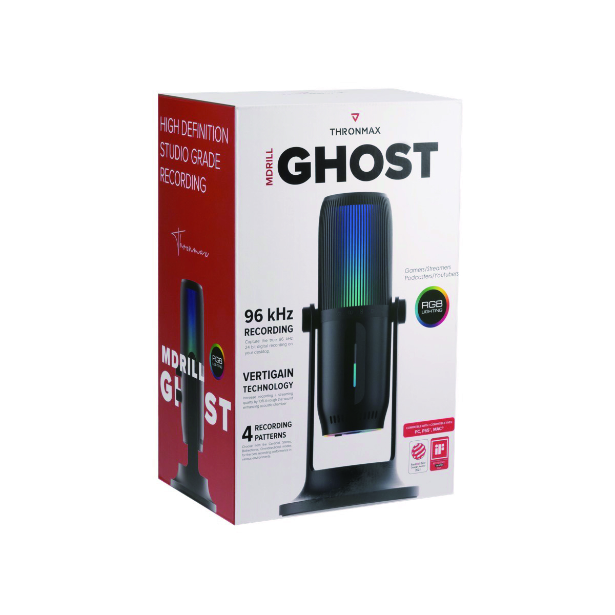 ストリーミング マイク USBマイクロフォン MDrill Ghost RGB Thronmax[スロンマックス] (MG-M2RGB) ブラック