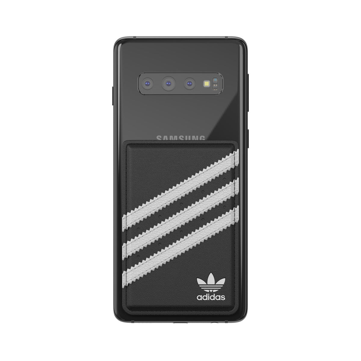 [OUTLET] スマホ用カードケース ユニバーサルポケット 貼り付けタイプ SAMBA(サンバ)シリーズ Black(ブラック)/White(ホワイト) ロゴ 繰り返し使用可能な接着素材 adidas Originals[アディダス オリジナルス] ブラック 37688 (EW1775)