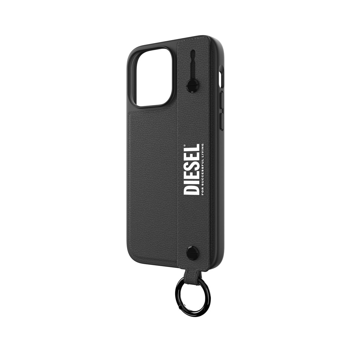 [OUTLET] iPhone 14 Pro Max スマホケース スマホカバー レザー調 ハンドストラップ付 Black(ブラック)/White(ホワイト) Leather Handstrap リング付 DIESEL[ディーゼル] ブラック/ホワイト 50286
