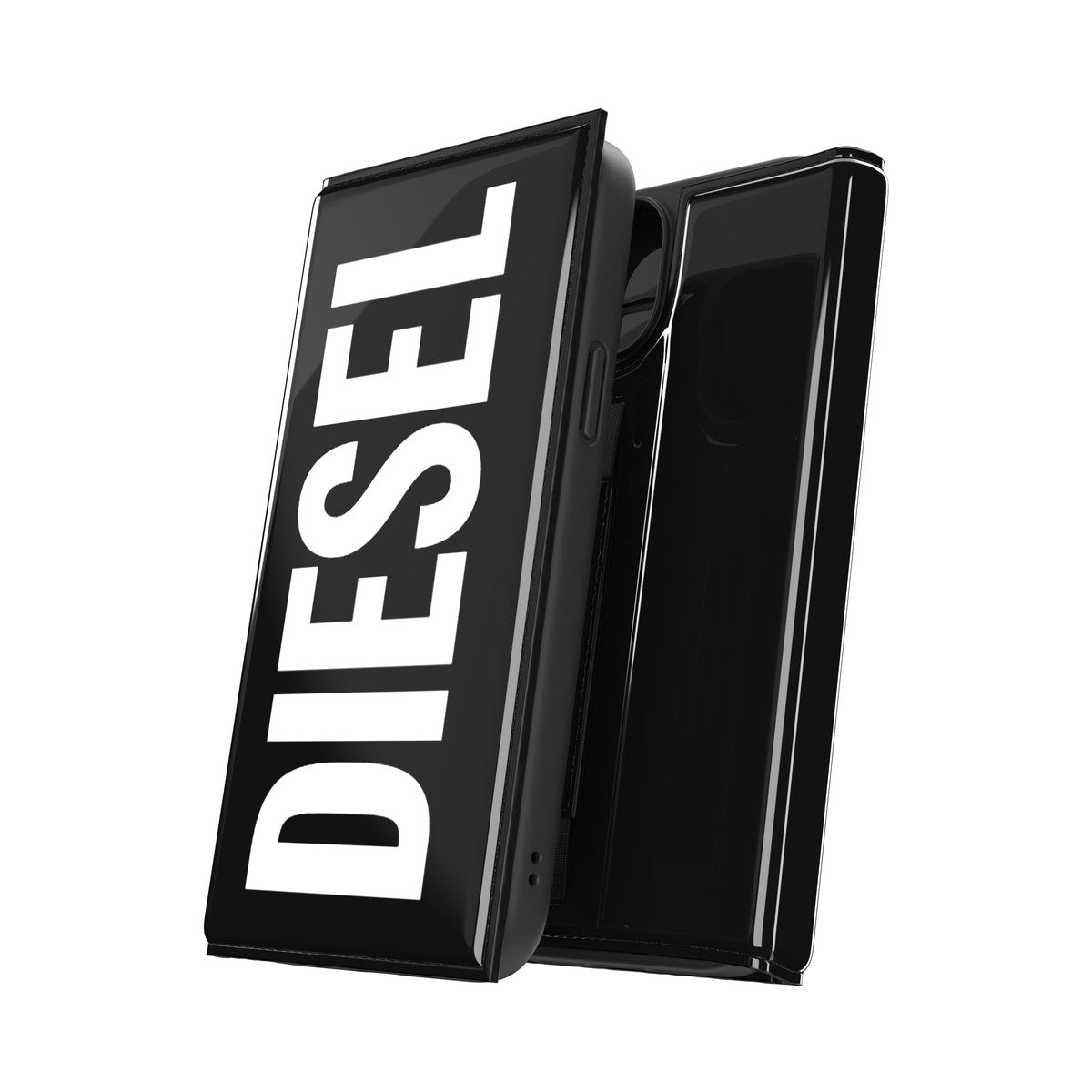 [OUTLET] iPhone 14 Plus スマホケース スマホカバー Wallet Booklet Black(ブラック)/White(ホワイト) 手帳型 ロゴ ポケット/カードスリット搭載 IESEL[ディーゼル] (51503) ブラック