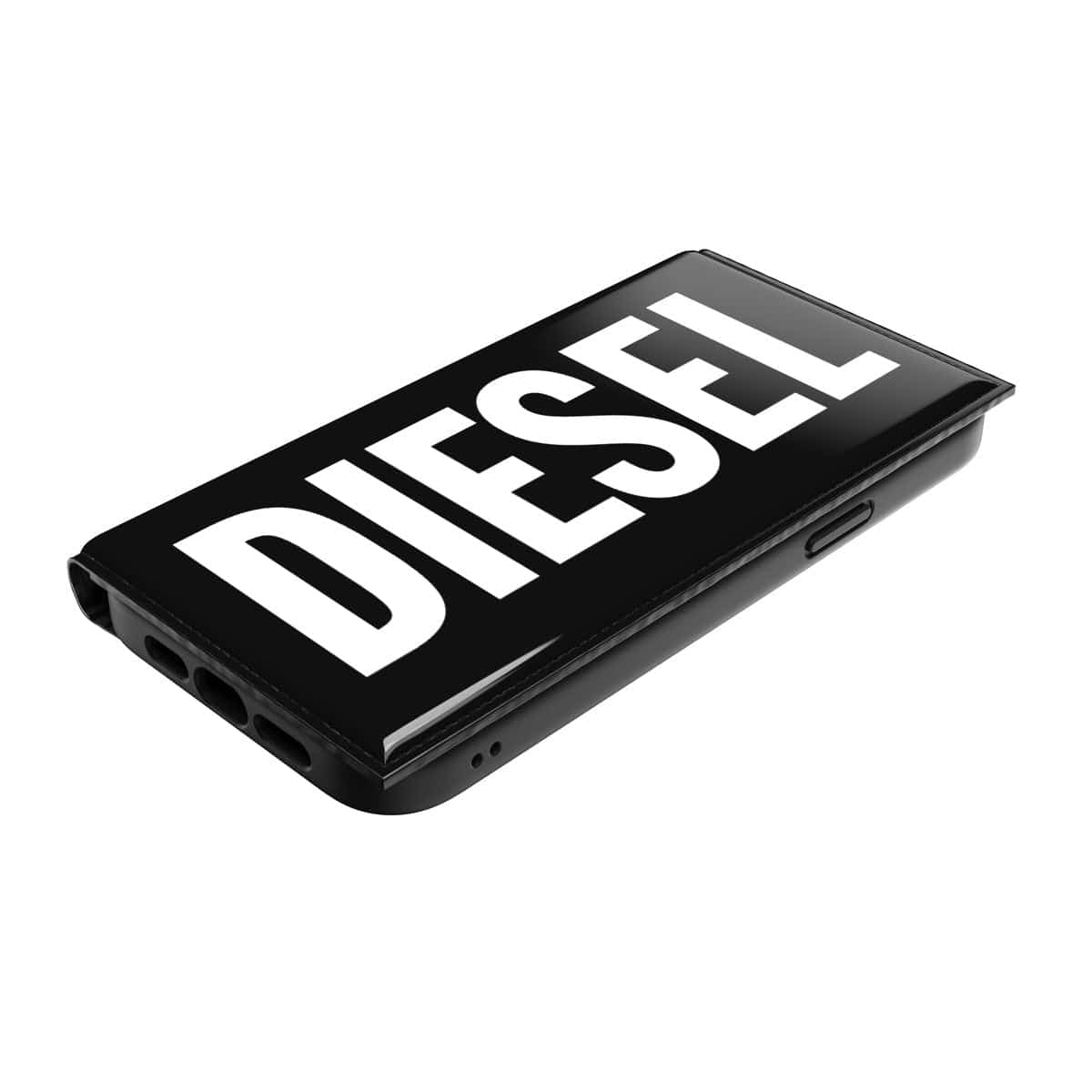 [OUTLET] iPhone 14 Plus スマホケース スマホカバー Wallet Booklet Black(ブラック)/White(ホワイト) 手帳型 ロゴ ポケット/カードスリット搭載 IESEL[ディーゼル] (51503) ブラック