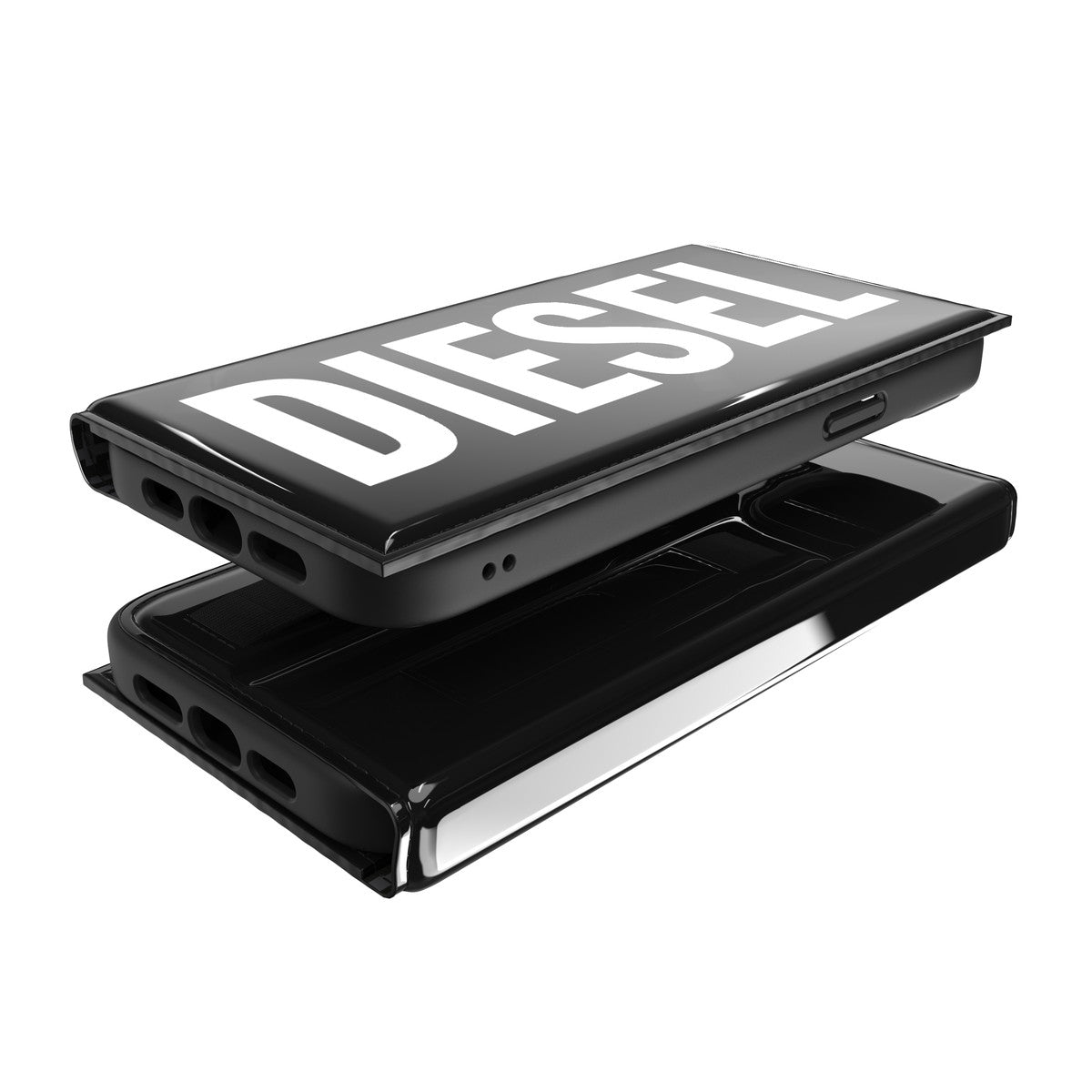 [OUTLET] iPhone 14 Plus スマホケース スマホカバー Wallet Booklet Black(ブラック)/White(ホワイト) 手帳型 ロゴ ポケット/カードスリット搭載 IESEL[ディーゼル] (51503) ブラック