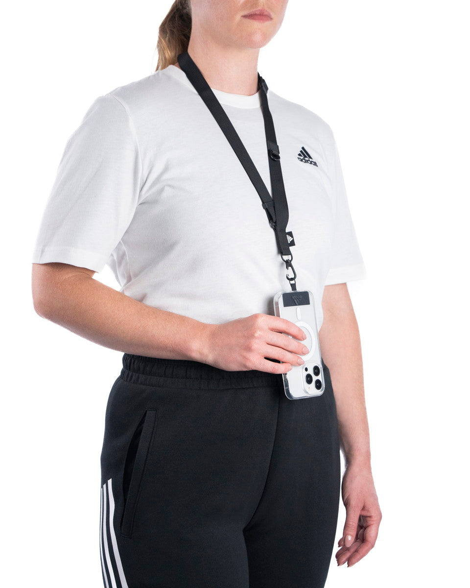 [OUTLET] フォンネックストラップ ショルダーストラップ ワイド幅 フォンタブ付 Universal Necklace Wide Lucid Black(ブラック)/White(ホワイト) adidas SPORTSWEAR[アディダス スポーツウェア] ブラック/ホワイト 53682 (IR3623)