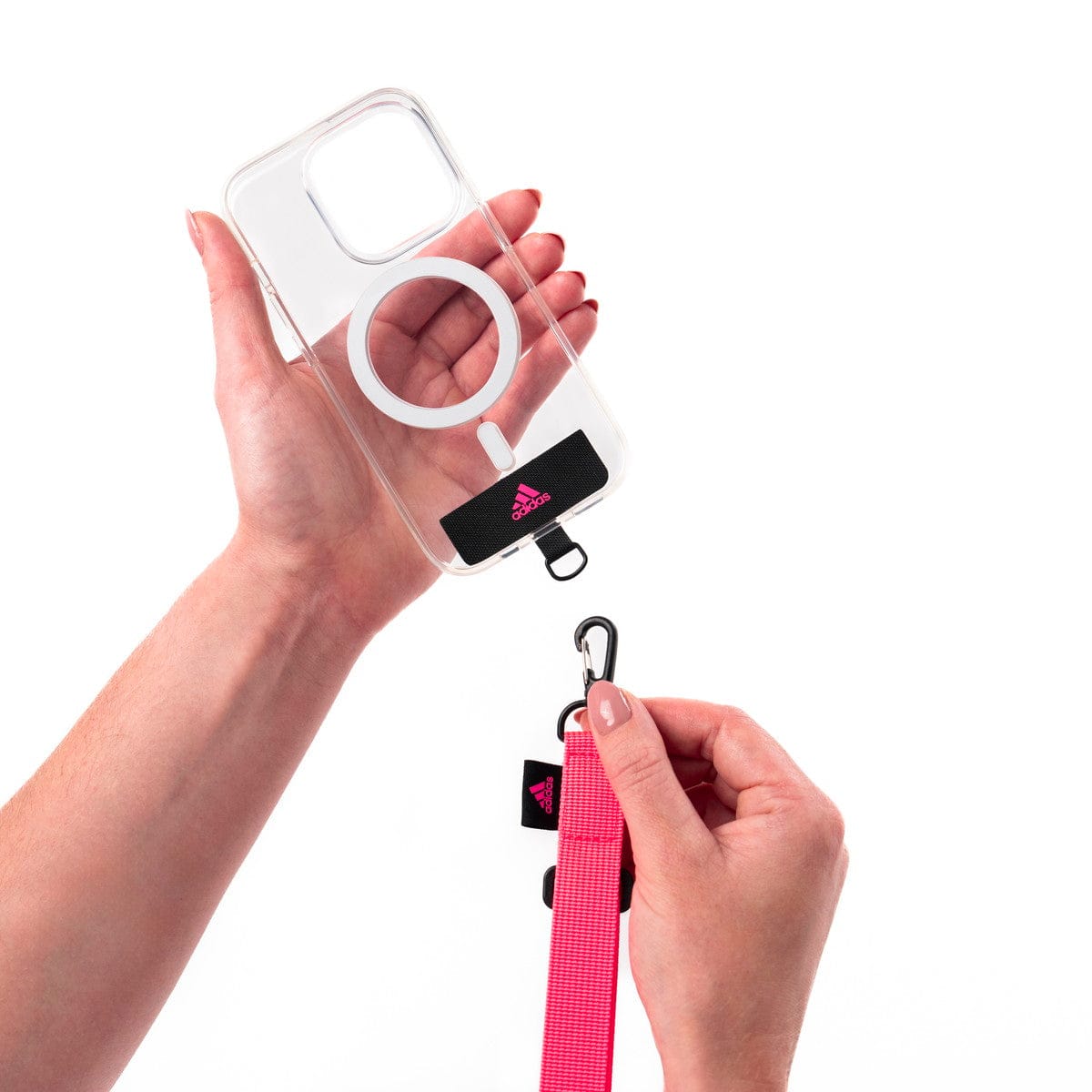 [OUTLET] フォンネックストラップ ショルダーストラップ ワイド幅 フォンタブ付 Universal Necklace Wide Lucid Pink(ルーシッドピンク)/Black(ブラック) adidas SPORTSWEAR[アディダス スポーツウェア] ピンク/ブラック 53686 (IR3627)