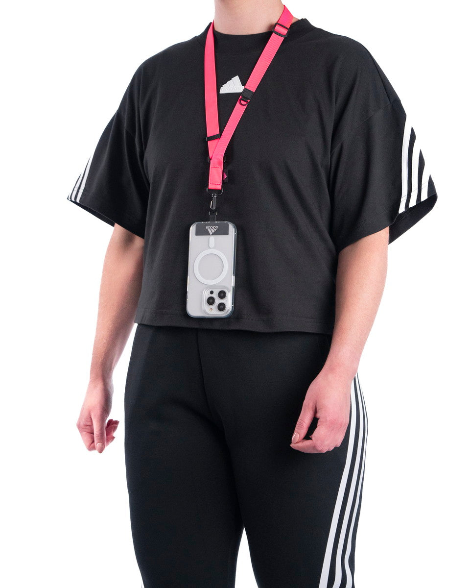 [OUTLET] フォンネックストラップ ショルダーストラップ ワイド幅 フォンタブ付 Universal Necklace Wide Lucid Pink(ルーシッドピンク)/Black(ブラック) adidas SPORTSWEAR[アディダス スポーツウェア] ピンク/ブラック 53686 (IR3627)