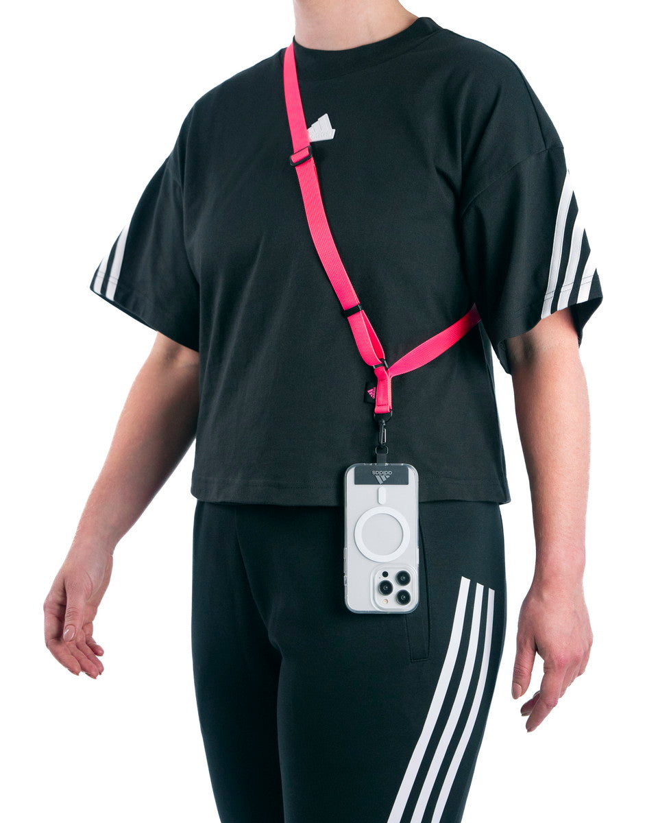 [OUTLET] フォンネックストラップ ショルダーストラップ ワイド幅 フォンタブ付 Universal Necklace Wide Lucid Pink(ルーシッドピンク)/Black(ブラック) adidas SPORTSWEAR[アディダス スポーツウェア] ピンク/ブラック 53686 (IR3627)
