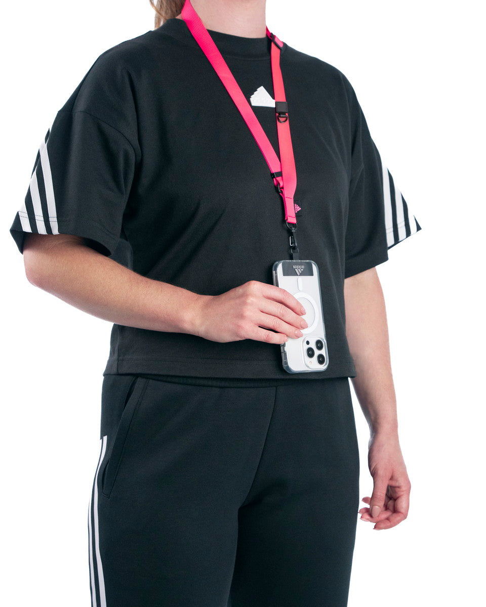 [OUTLET] フォンネックストラップ ショルダーストラップ ワイド幅 フォンタブ付 Universal Necklace Wide Lucid Pink(ルーシッドピンク)/Black(ブラック) adidas SPORTSWEAR[アディダス スポーツウェア] ピンク/ブラック 53686 (IR3627)