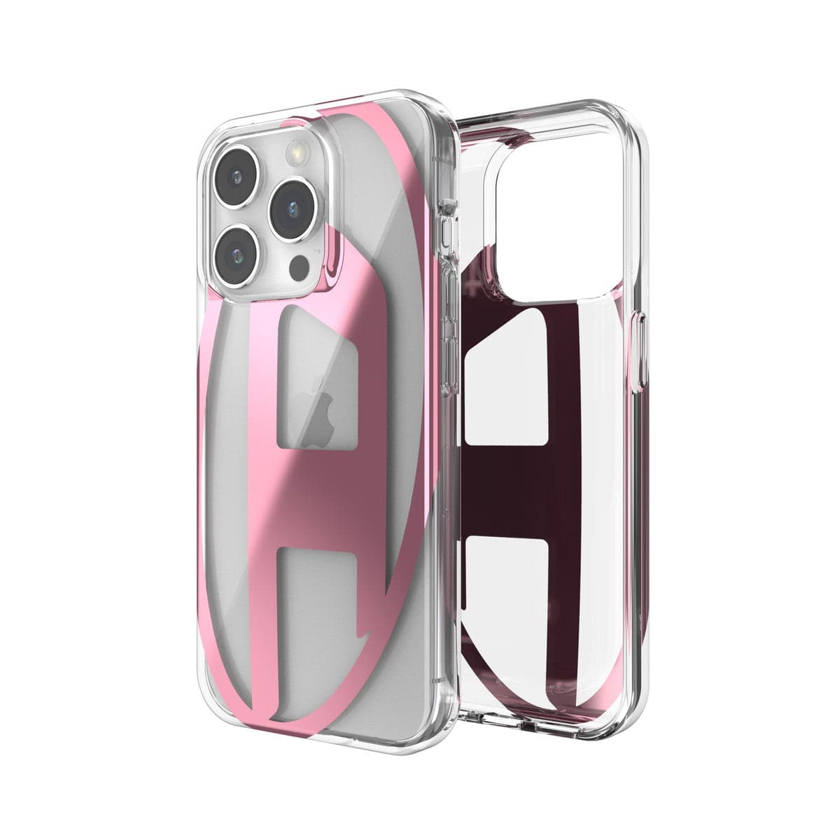 [OUTLET] iPhone 15 Pro Oval D Clear Pink スマホケース スマホカバー オーバルD ロゴ ミラーデザインデザイン メタリック クリア/ピンク DIESEL[ディーゼル] クリア/ピンク 54110