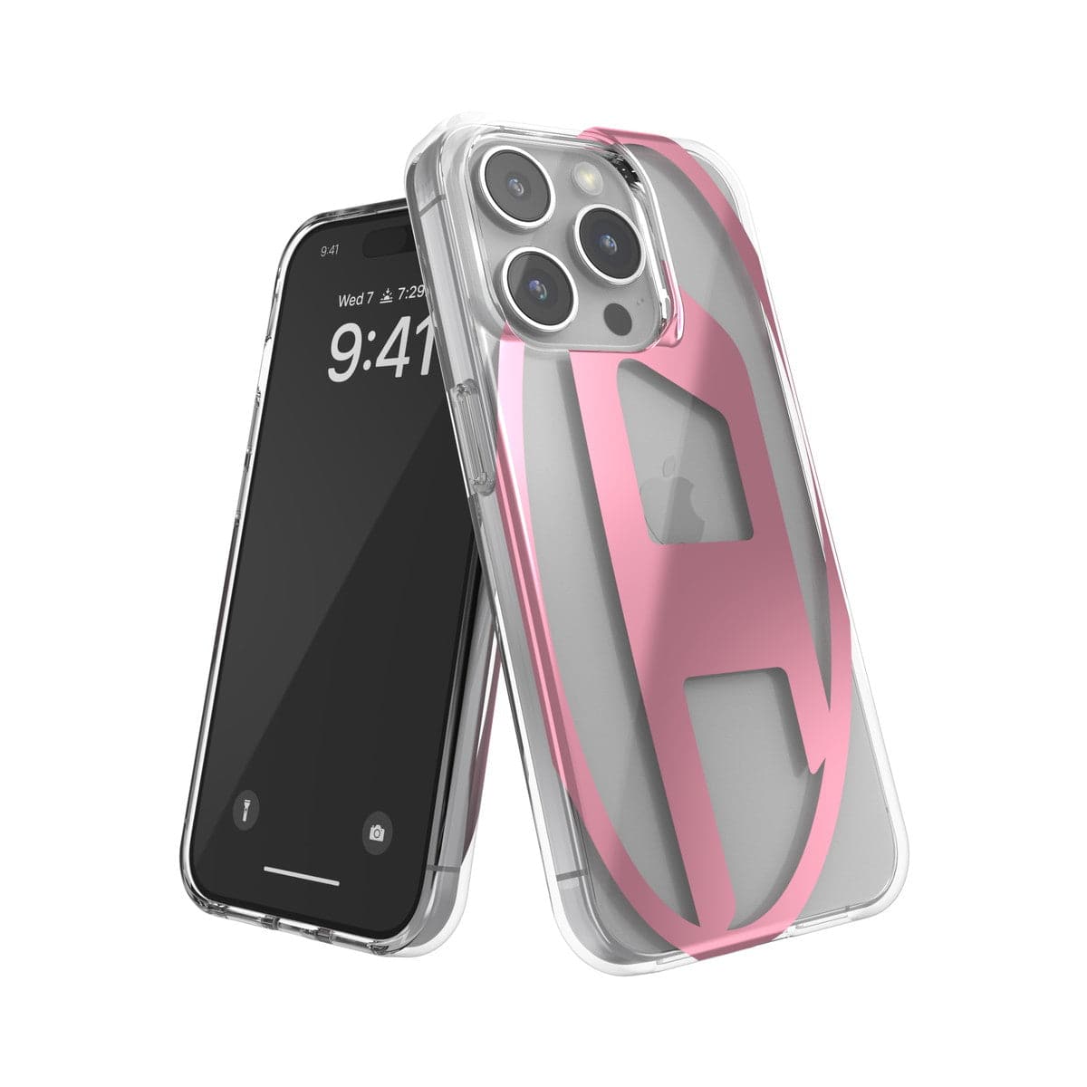[OUTLET] iPhone 15 Pro Oval D Clear Pink スマホケース スマホカバー オーバルD ロゴ ミラーデザインデザイン メタリック クリア/ピンク DIESEL[ディーゼル] クリア/ピンク 54110