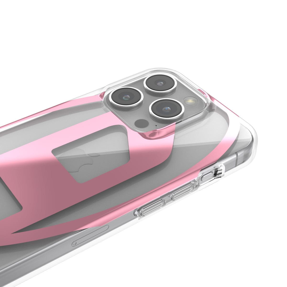 [OUTLET] iPhone 15 Pro Oval D Clear Pink スマホケース スマホカバー オーバルD ロゴ ミラーデザインデザイン メタリック クリア/ピンク DIESEL[ディーゼル] クリア/ピンク 54110