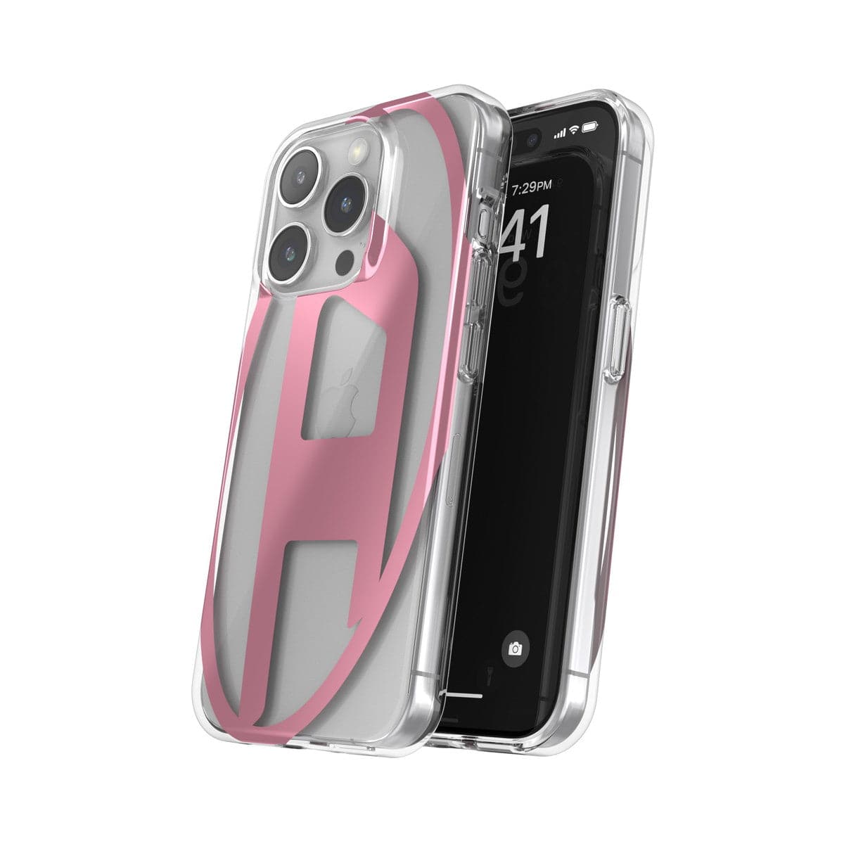 [OUTLET] iPhone 15 Pro Oval D Clear Pink スマホケース スマホカバー オーバルD ロゴ ミラーデザインデザイン メタリック クリア/ピンク DIESEL[ディーゼル] クリア/ピンク 54110