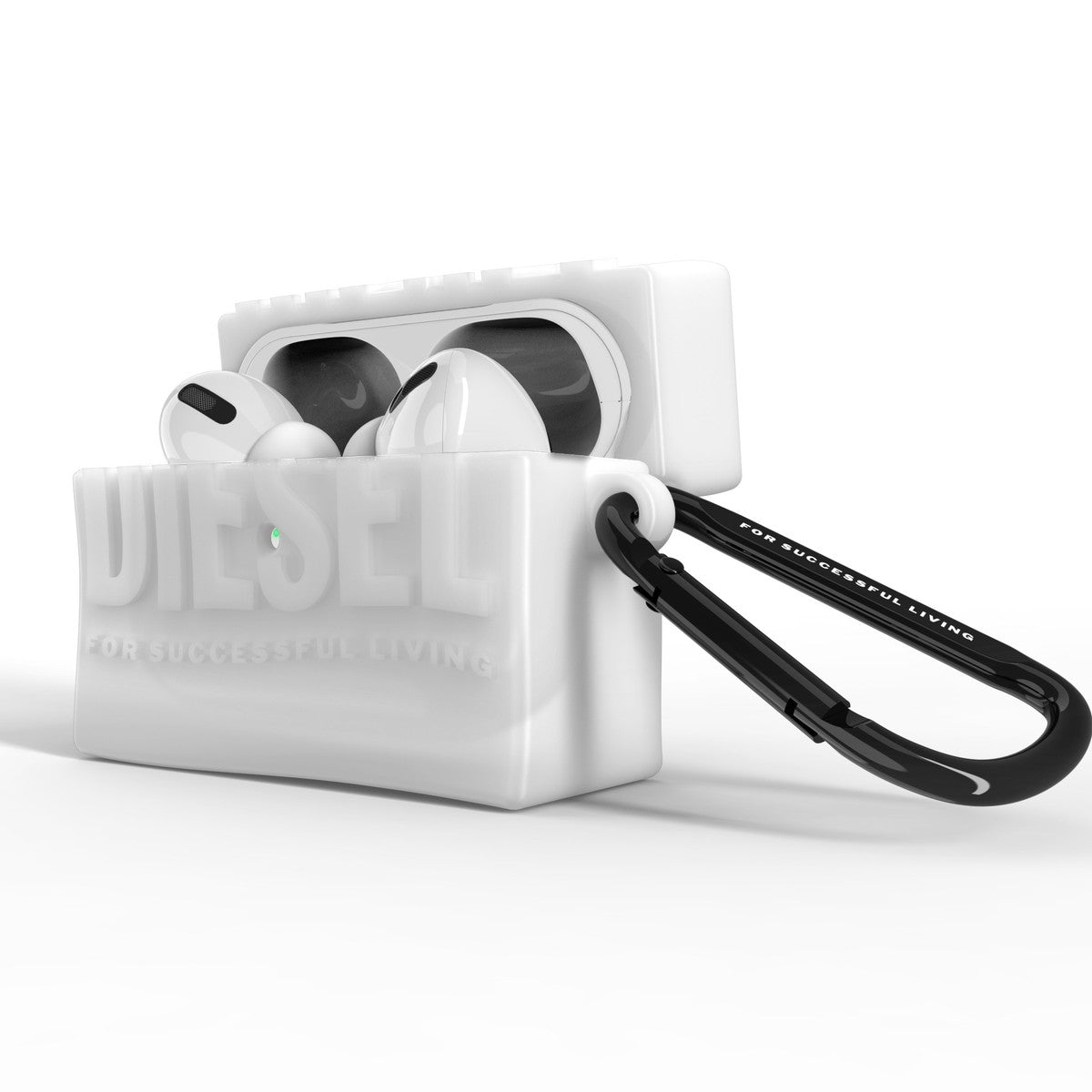 AirPods Pro ケース カバー ソフトシリコン クリップリング付 D By Silicone milky White(ホワイト) DIESEL[ディーゼル] ホワイト 54136