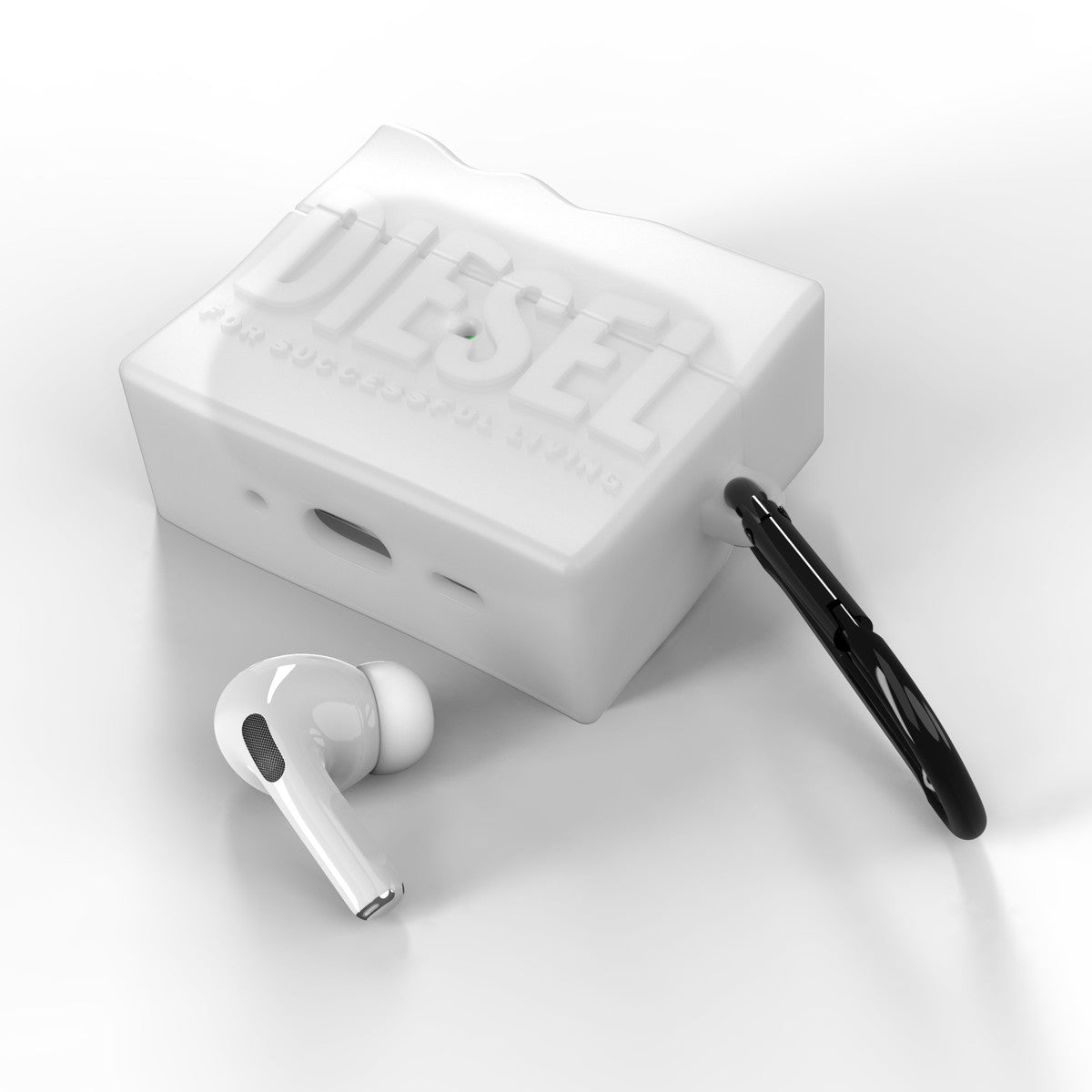 AirPods Pro ケース カバー ソフトシリコン クリップリング付 D By Silicone milky White(ホワイト) DIESEL[ディーゼル] ホワイト 54136