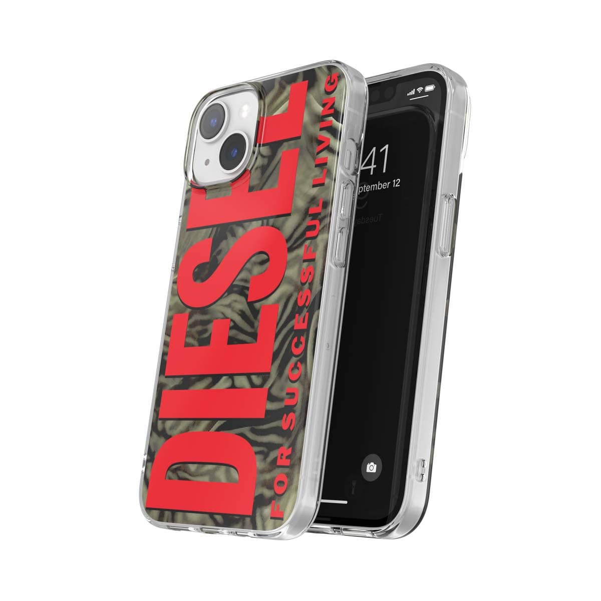 [OUTLET] iPhone 14/ iPhone 13 スマホケース スマホカバー Biscotto Camo Green/Red(グリーン/レッド) 迷彩柄 カモフラ ロゴ DIESEL[ディーゼル] グリーン 60046