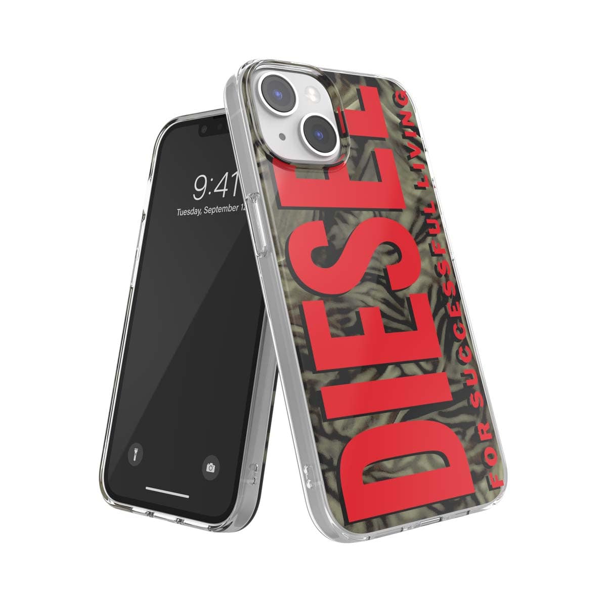 [OUTLET] iPhone 14/ iPhone 13 スマホケース スマホカバー Biscotto Camo Green/Red(グリーン/レッド) 迷彩柄 カモフラ ロゴ DIESEL[ディーゼル] グリーン 60046