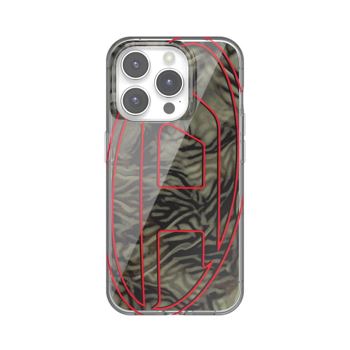 [OUTLET] iPhone 15 Pro スマホケース スマホカバー Oval D Camo Green(グリーン)/Red(レッド) オーバルD 迷彩柄 ミライタリー カモフラ ロゴ DIESEL[ディーゼル] グリーン/レッド 60052