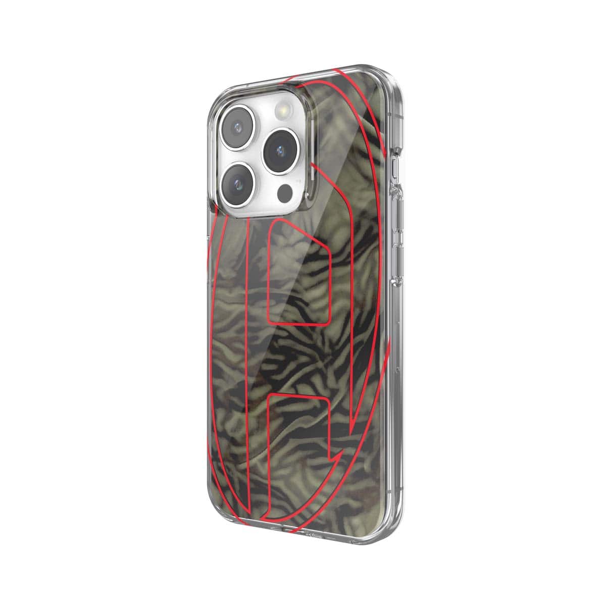 [OUTLET] iPhone 15 Pro スマホケース スマホカバー Oval D Camo Green(グリーン)/Red(レッド) オーバルD 迷彩柄 ミライタリー カモフラ ロゴ DIESEL[ディーゼル] グリーン/レッド 60052