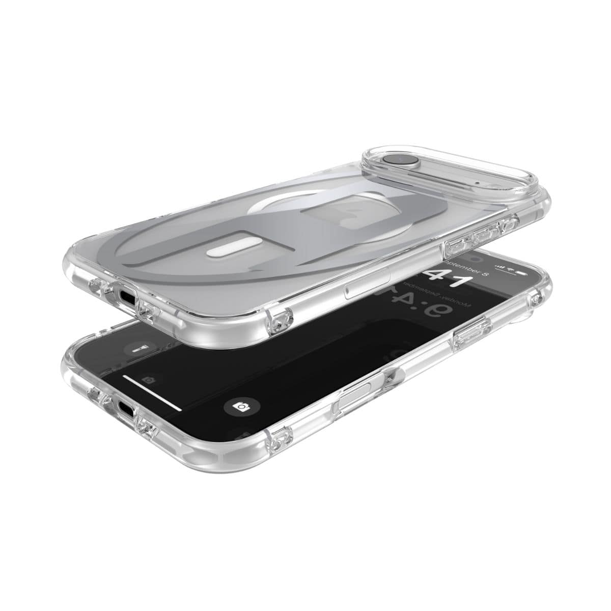 iPhone Air スマホケース スマホカバー Magsafe対応 ミラー Oval D Metallic Clear/Silver(クリア/シルバー) DIESEL[ディーゼル] クリアシルバー 60412