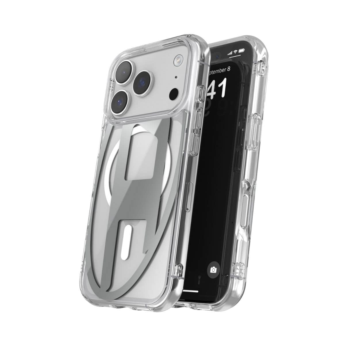 iPhone 17 Pro スマホケース スマホカバー Magsafe対応 ミラー Oval D Metallic Clear/Silver(クリア/シルバー) DIESEL[ディーゼル] クリアシルバー 60413