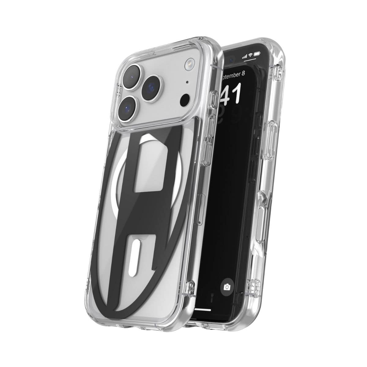 iPhone 17 Pro スマホケース スマホカバー Magsafe対応 ミラー Oval D Metallic Clear/Black(クリア/ブラック) DIESEL[ディーゼル] クリアブラック 60417