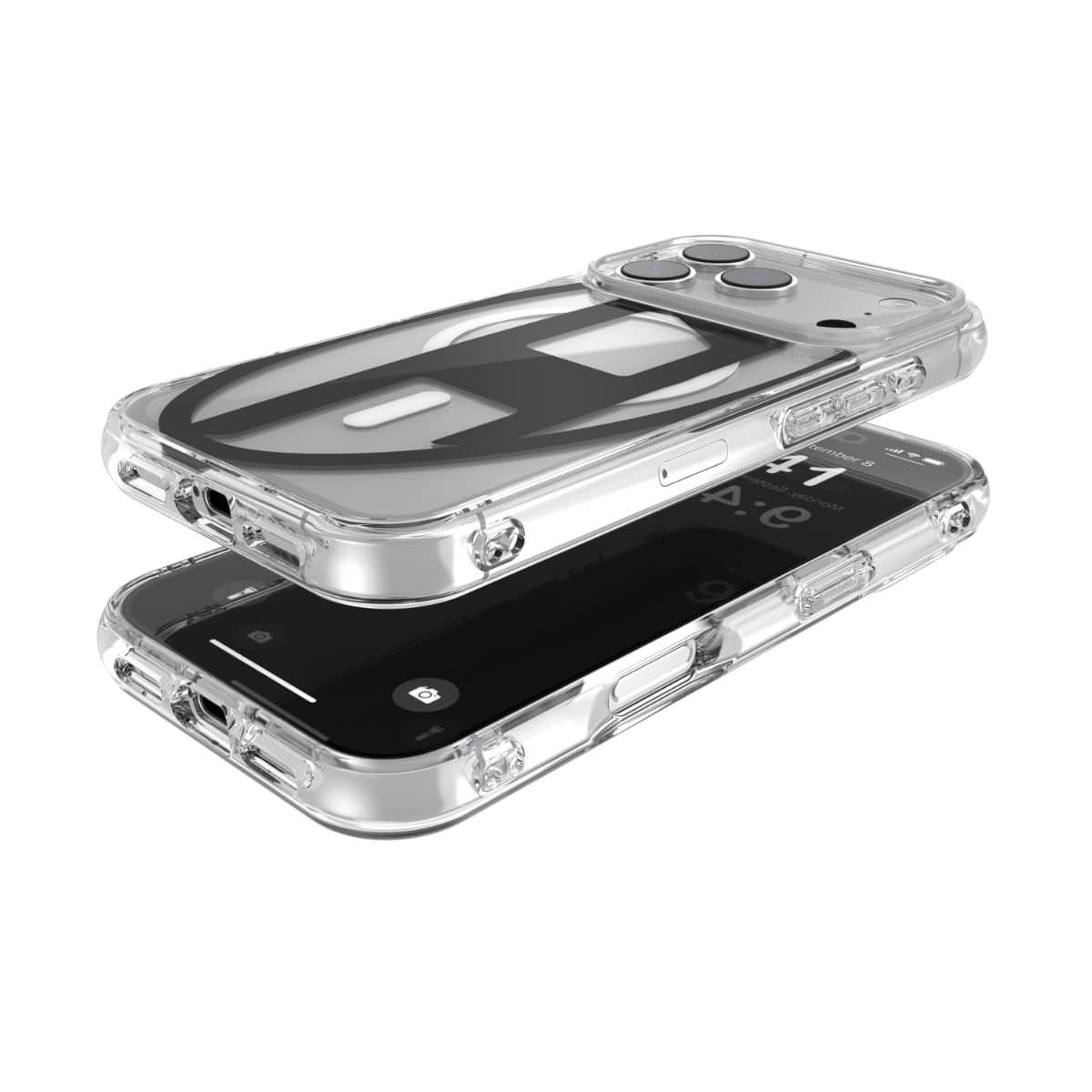 iPhone 17 Pro スマホケース スマホカバー Magsafe対応 ミラー Oval D Metallic Clear/Black(クリア/ブラック) DIESEL[ディーゼル] クリアブラック 60417