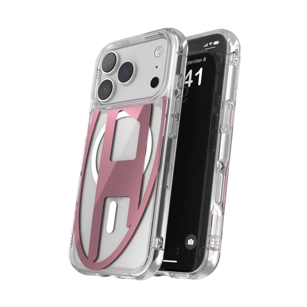 iPhone 17 Pro スマホケース スマホカバー Magsafe対応 ミラー Clear/Pink(クリア/ピンク) Oval D Metallic(メタリック) DIESEL[ディーゼル] クリアピンク 60421