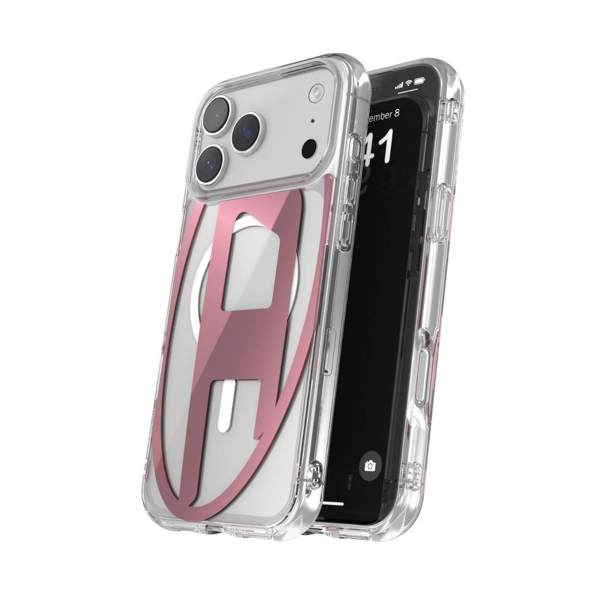 iPhone 17 Pro Max スマホケース スマホカバー Magsafe対応 ミラー Oval D Metallic Clear/Pink(クリア/ピンク) DIESEL[ディーゼル] クリアピンク 60422