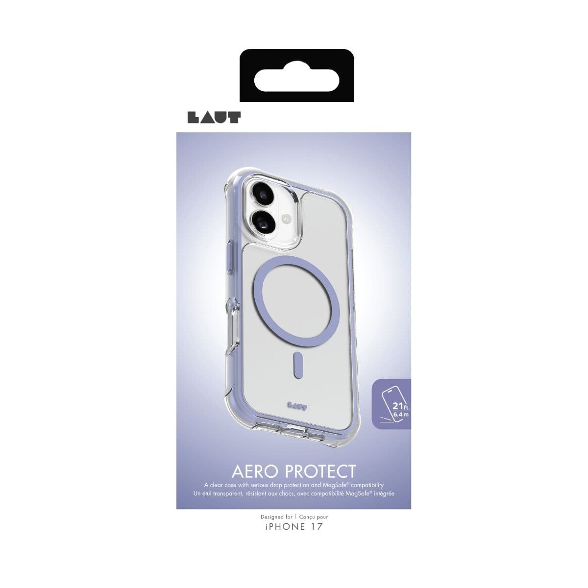 iPhone 17 スマホケース スマホカバー MagSafe対応 Clear/Purple(クリア/ライトパープル) LAUT[ラウト] AERO PROTECT[エアロ プロテクト] クリアパープル L_IP25A_AP_PU