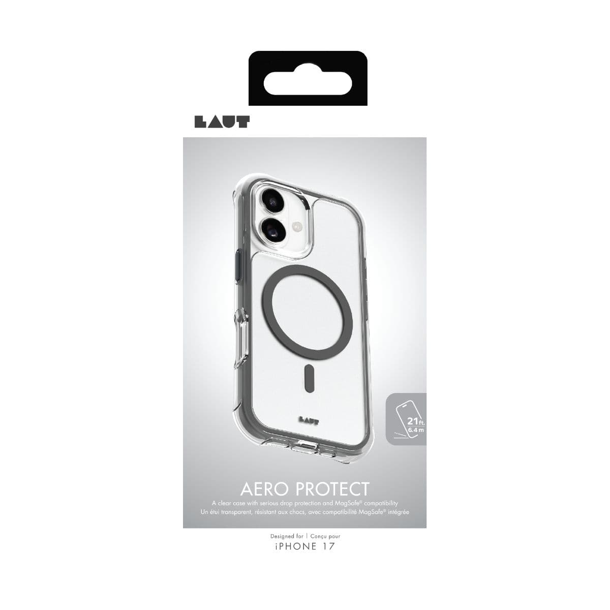 iPhone 17 スマホケース スマホカバー MagSafe対応 Clear/Gray(クリア/シャドウグレー) LAUT[ラウト] AERO PROTECT[エアロ プロテクト] クリアグレー L_IP25A_AP_GY