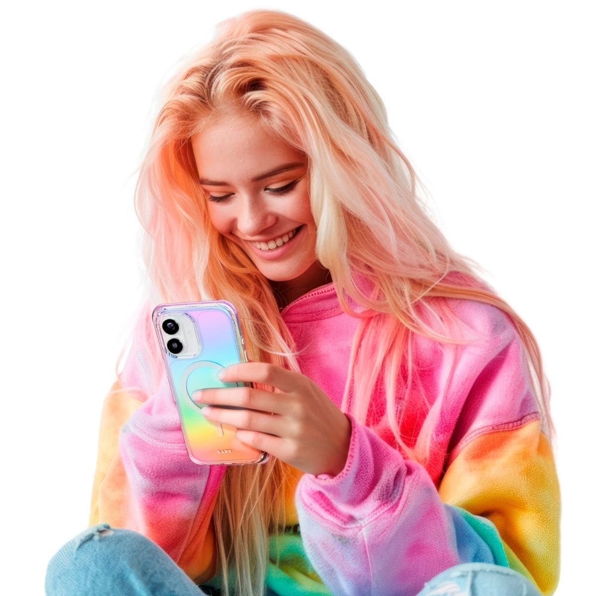 iPhone 17 スマホケース スマホカバー MagSafe対応 パール ホログラフィック オーロラ LAUT[ラウト] AERO HOLO[アエロ ハロ] クリアホワイト L_IP25A_AH_W